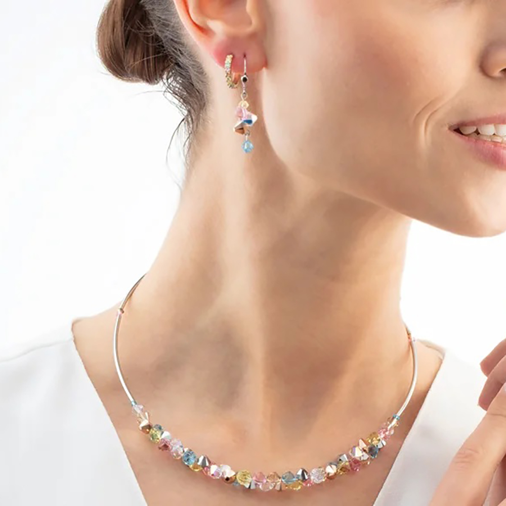 Серьги Hoop Multicolour Pastel Gold 15мм Coeur de Lion 0146/23-1590