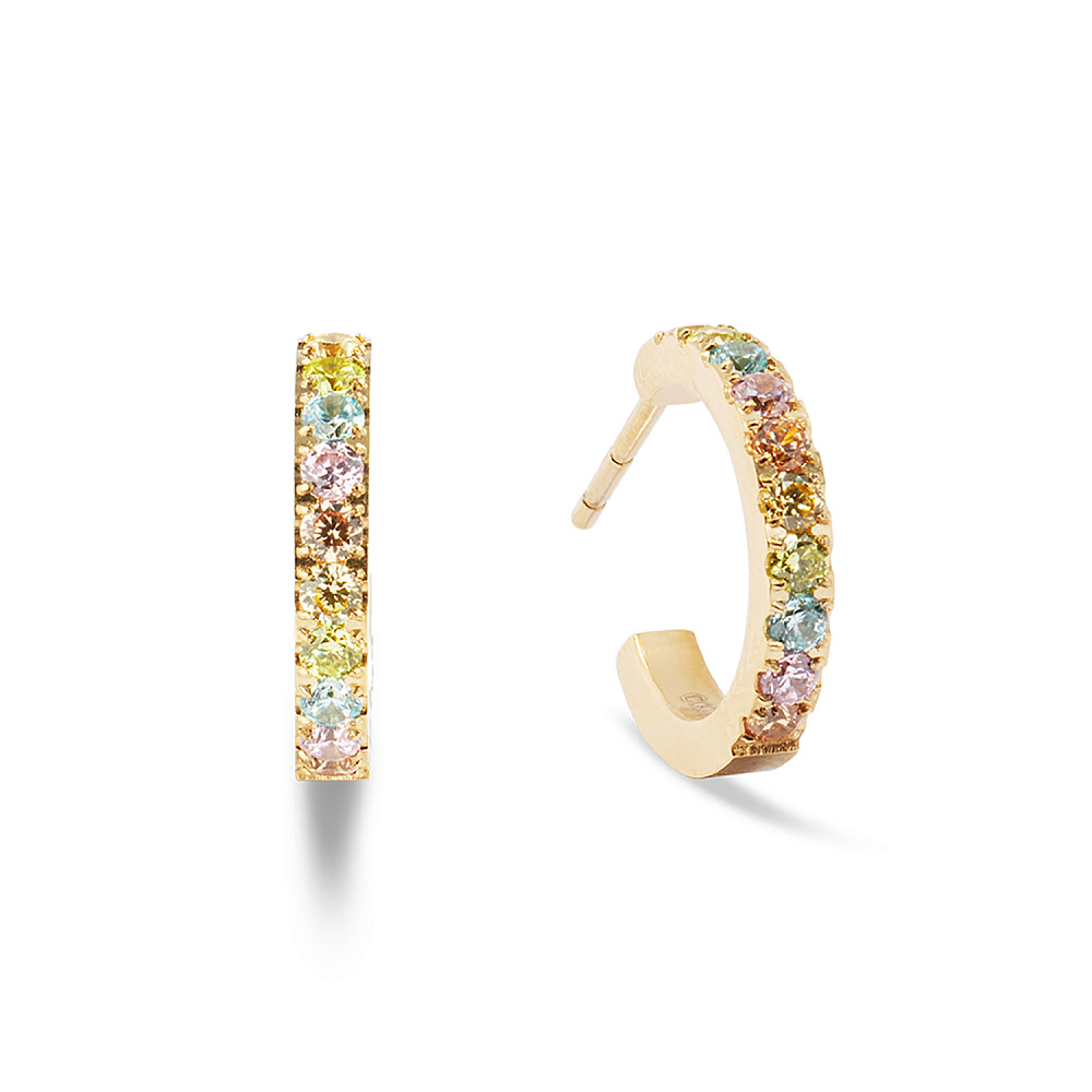 Серьги Hoop Multicolour Pastel Gold 15мм Coeur de Lion 0146/23-1590