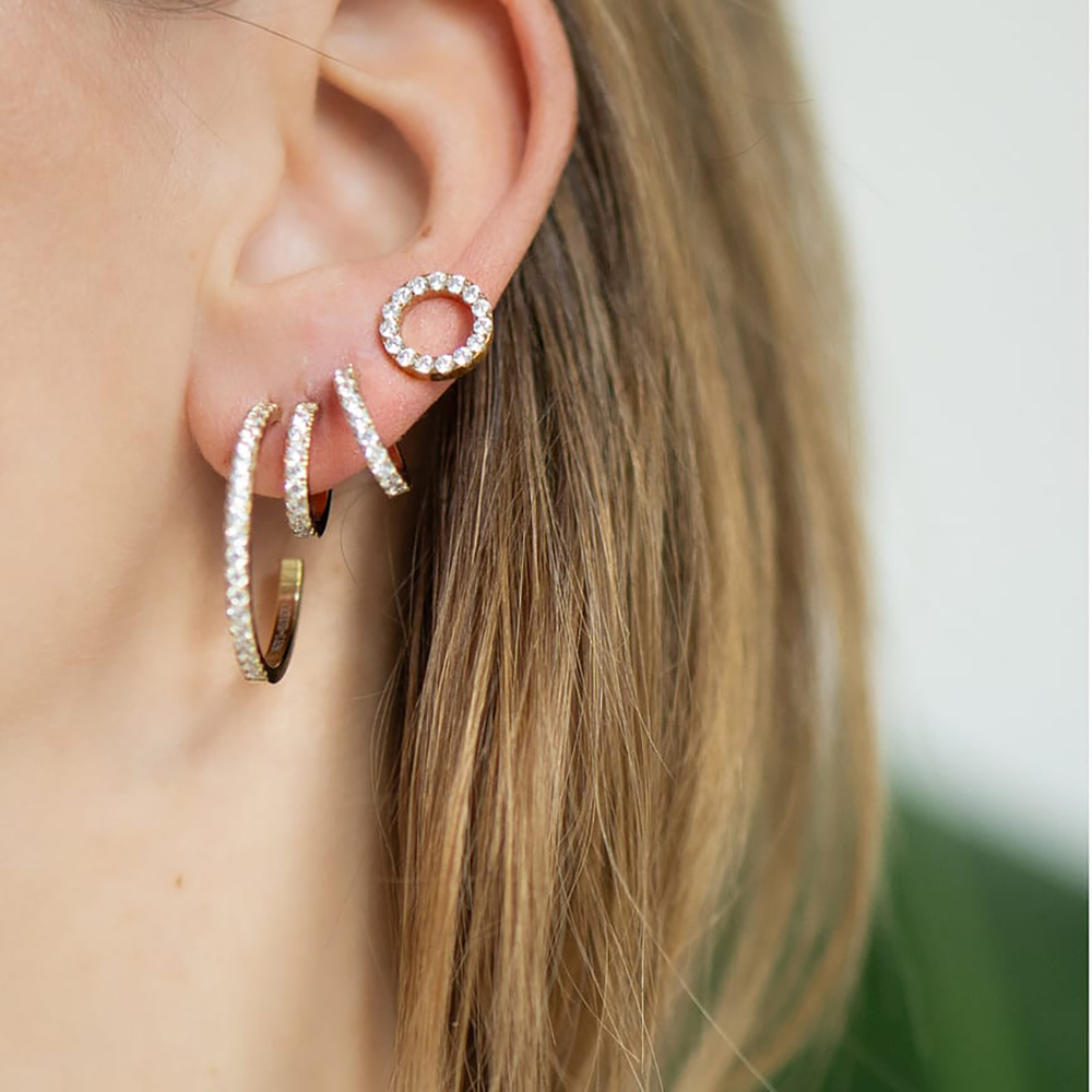 Серьги Hoop Crystal-Gold 15мм Coeur de Lion 0146/23-1816