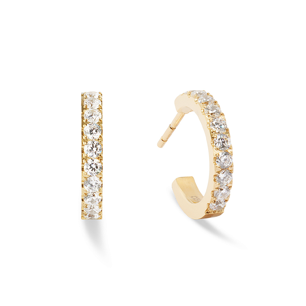 Серьги Hoop Crystal-Gold 15мм Coeur de Lion 0146/23-1816