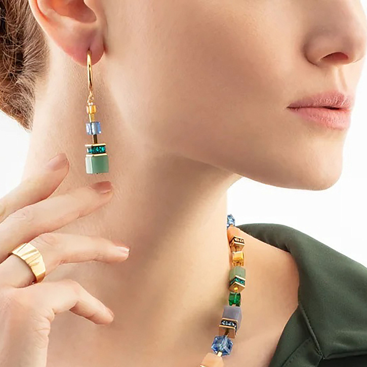 Серьги Green-Blue-Peach Coeur de Lion 3039/21-0551