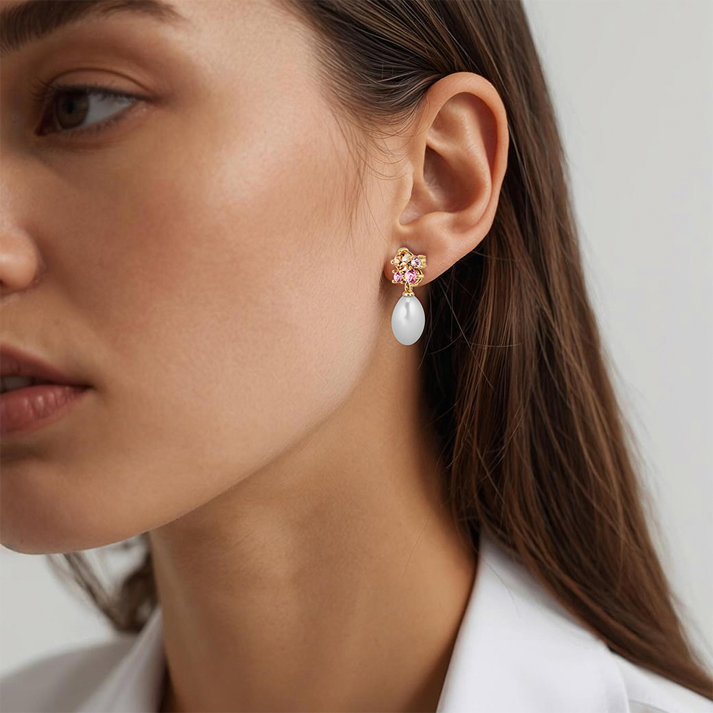 Серьги PETUN SG ROSE / WHITE PEARL 480056