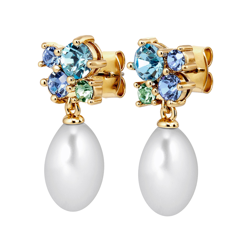 Серьги PETUN SG AQUA / WHITE PEARL 480057