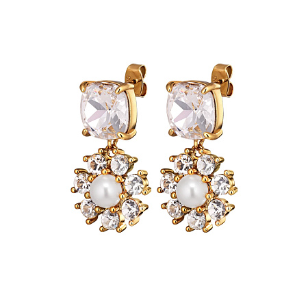 Серьги POPPY SG CRYSTAL / WHITE PEARL Dyrberg Kern 460502