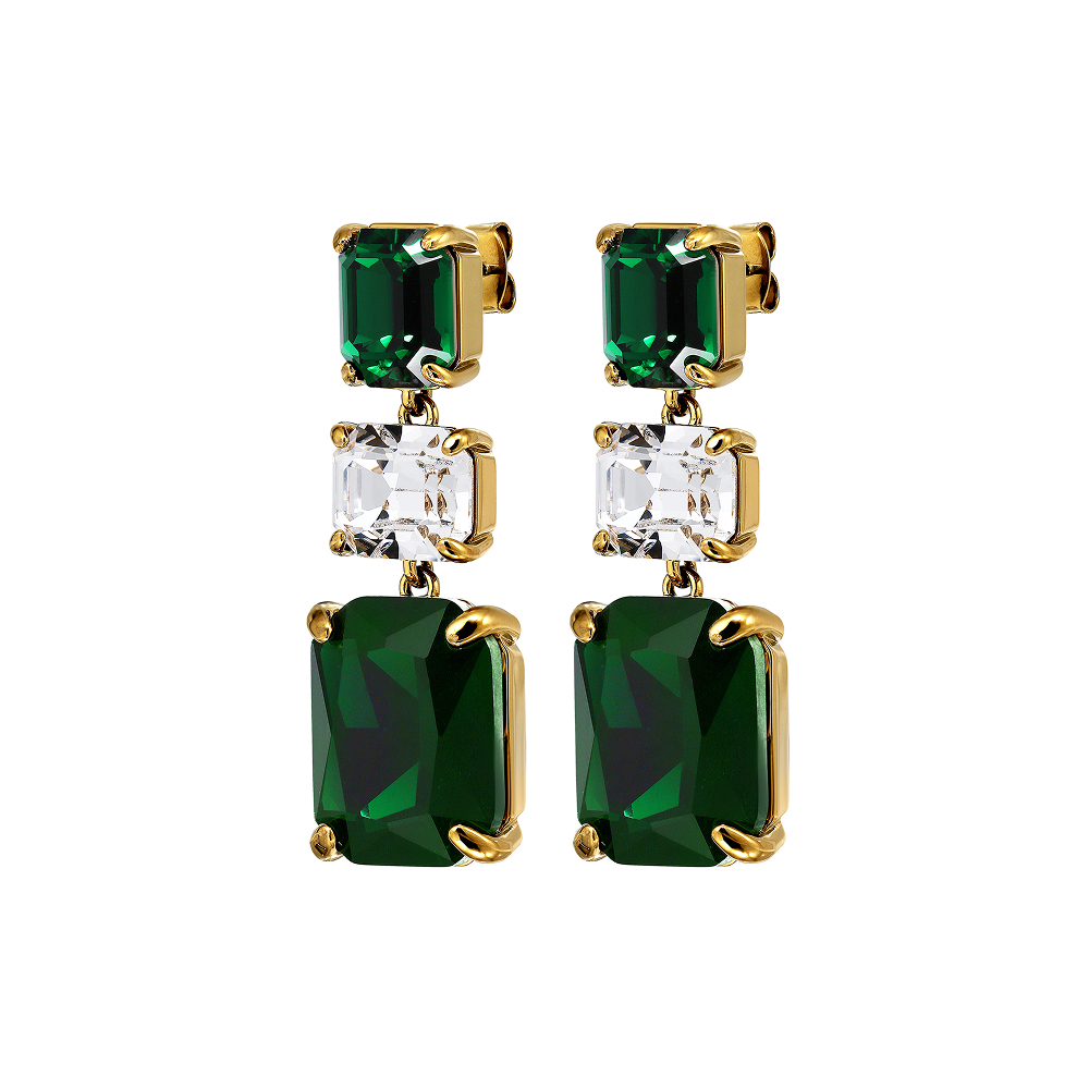 Серьги ESMARA SG EMERALD GREEN / CRYSTAL Dyrberg Kern 470150