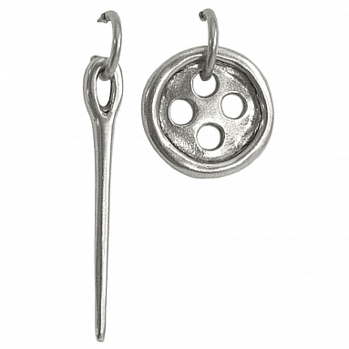 Серьги Needle and button с серебром  PEN0017METX