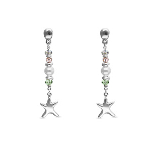 Серьги Риф, с серебром и кристаллами  PEN1103MCLMTL0U