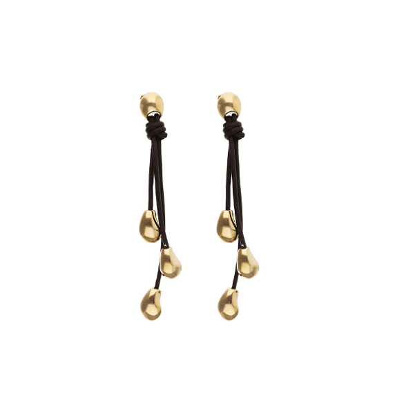 Серьги Кардия, с золотом и кожей  PEN1097MARORO0U