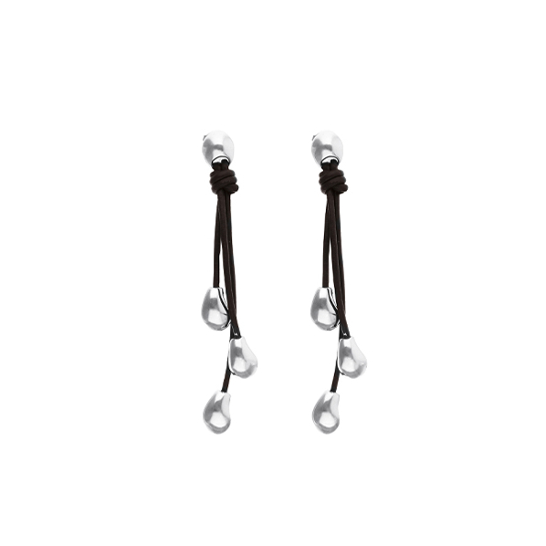 Серьги Кардия, с серебром и кожей  PEN1097MARMTL0U