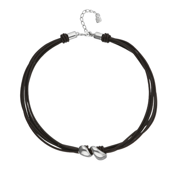 Колье Эссенция, с серебром и кожей  COL2102MARMTL0U