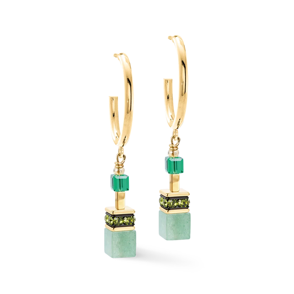 Серьги Hoop Green-Gold 3039/21-0516