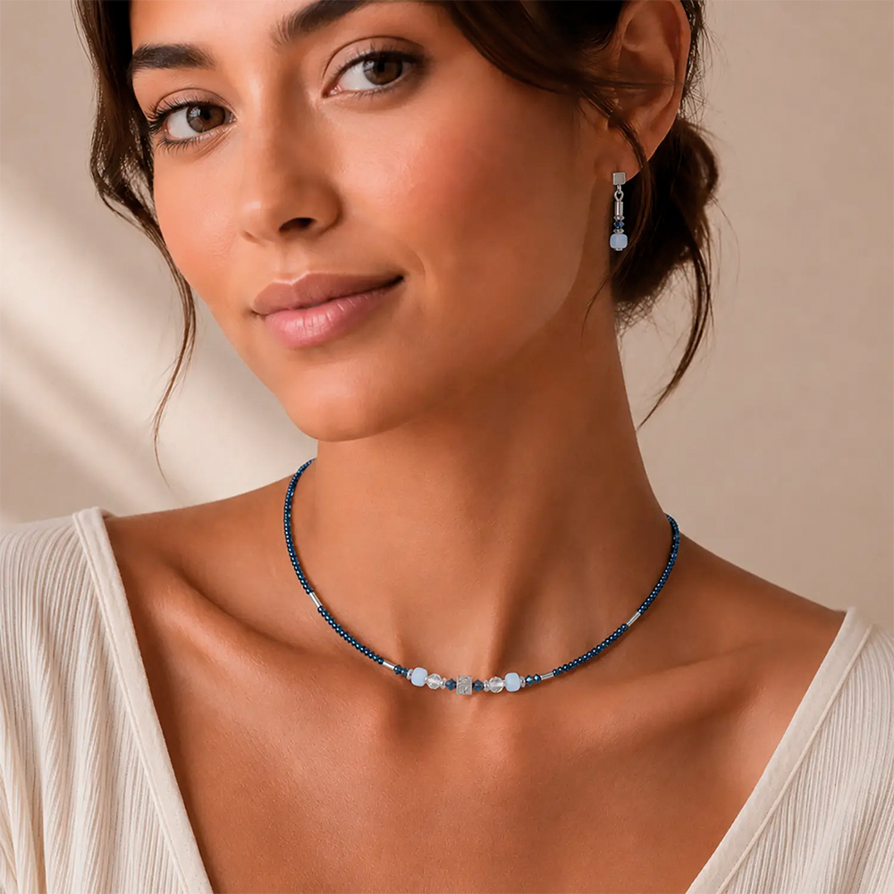 Колье Light Blue-Silver 3048/10-0741