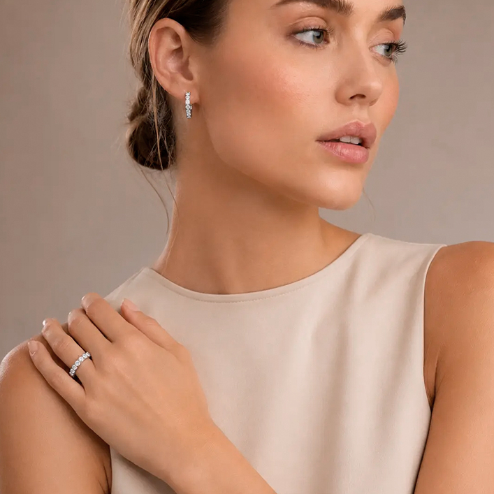 Серьги Hoop 20мм Crystal-Silver 0145/23-1817