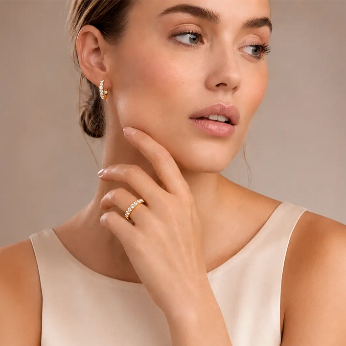 Серьги Hoop 20мм Crystal-Gold 0145/23-1816