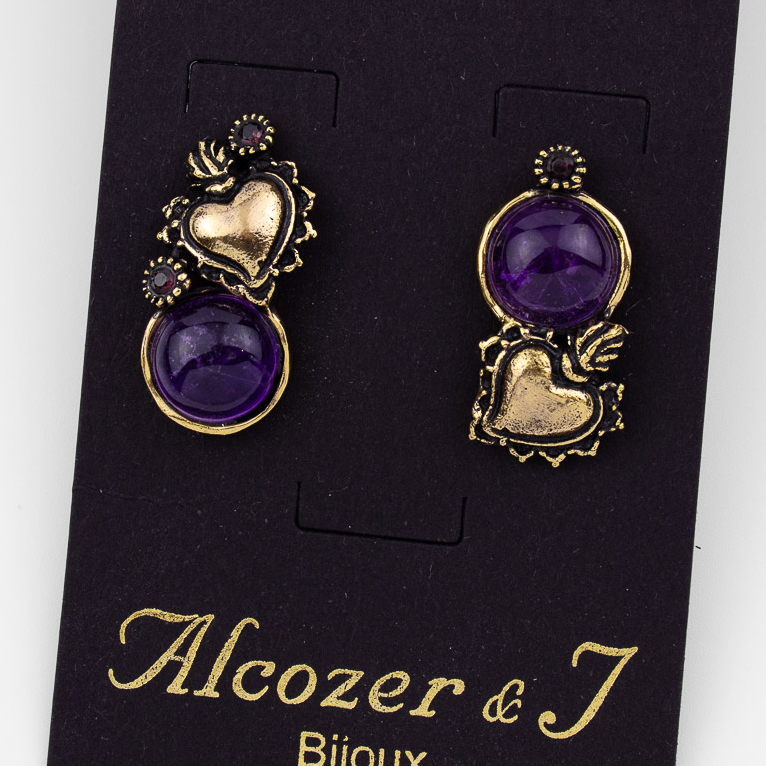 Серьги Alcozer & J с аметистом и гранатом