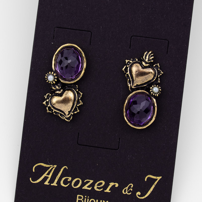 Серьги Alcozer & J с аметистом и микрожемчугом