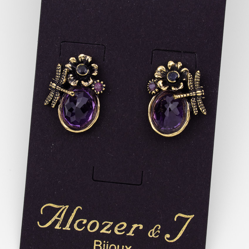 Серьги Alcozer & J с аметистом, рубином и сапфиром