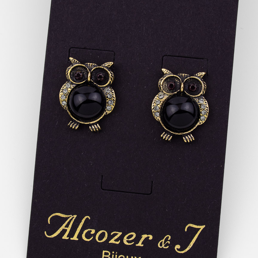 Серьги Alcozer & J с ониксом, гранатом и Swarovski