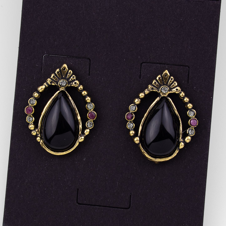 Серьги Alcozer & J с ониксом, рубином и Swarovski