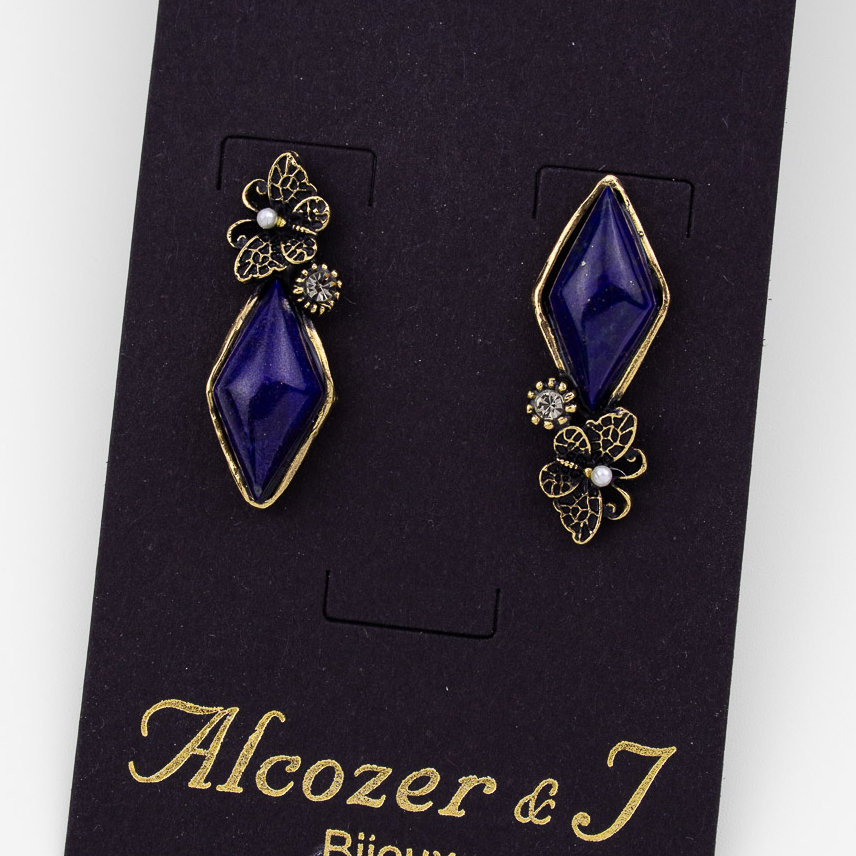Серьги Alcozer & J с лазуритом и Swarovski