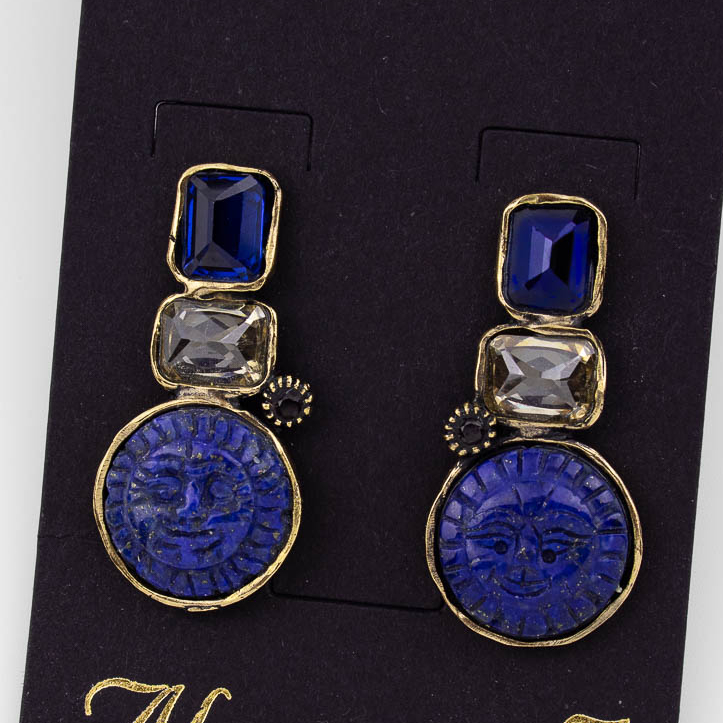 Серьги Alcozer & J с лазуритом, сапфиром и Swarovski