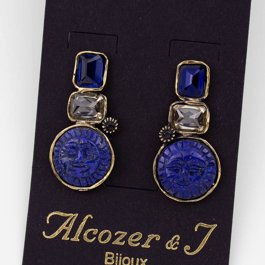 Серьги Alcozer & J с лазуритом, сапфиром и Swarovski
