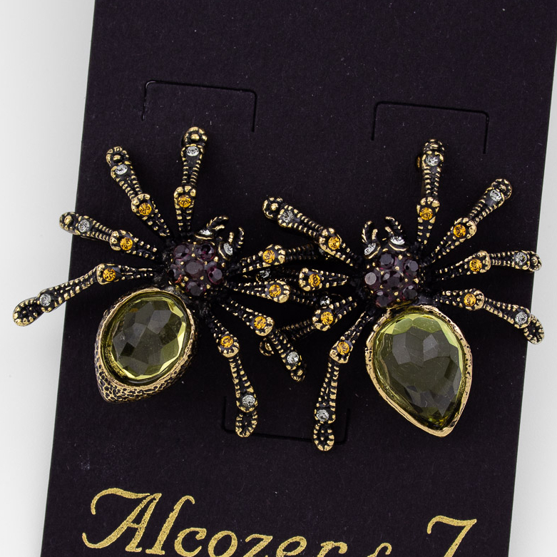 Серьги Alcozer & J с празиолитом, гранатом и Swarovski