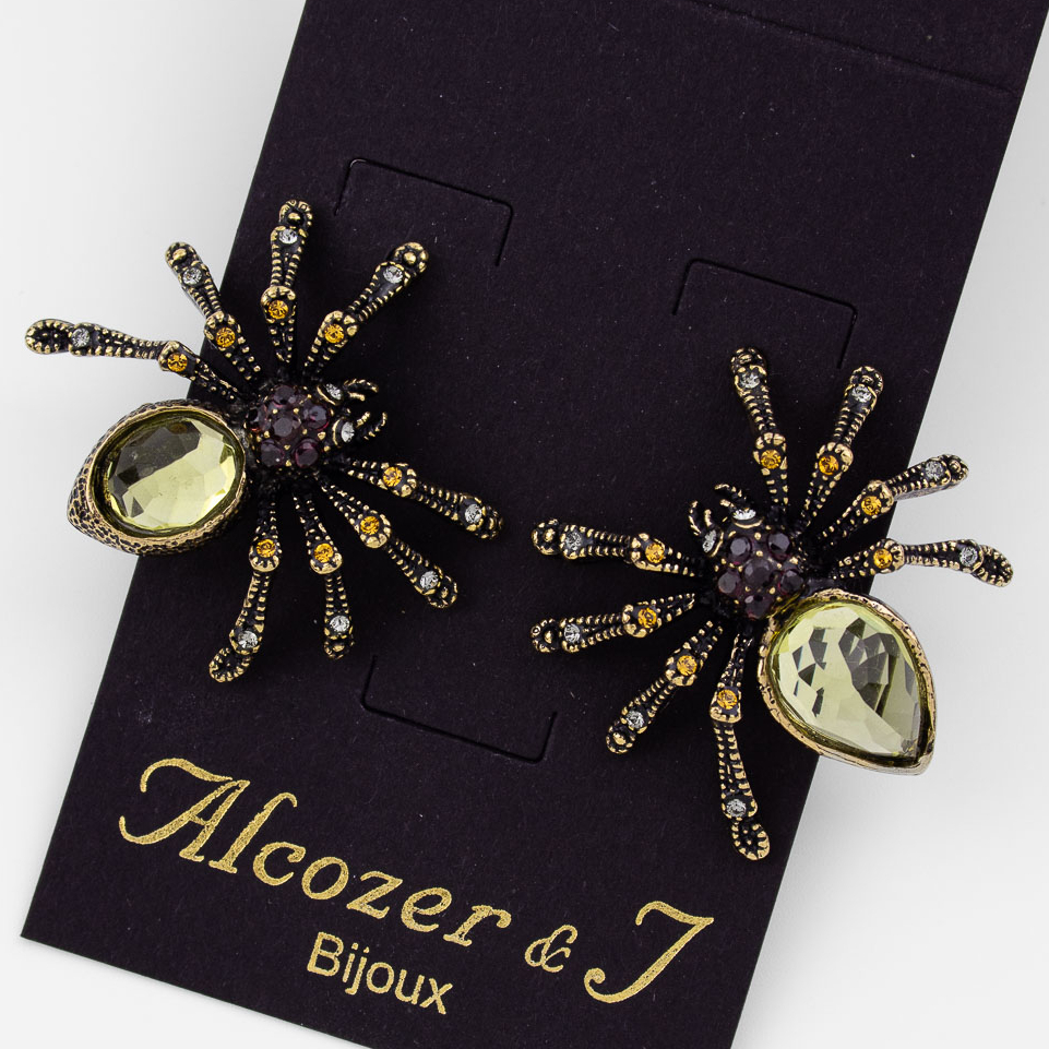 Серьги Alcozer & J с празиолитом, гранатом и Swarovski