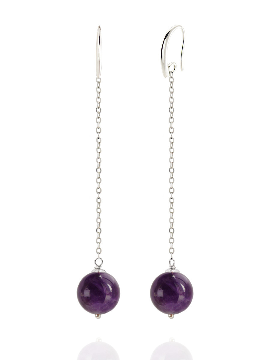 Серьги Forever Violet Long из природного аметиста