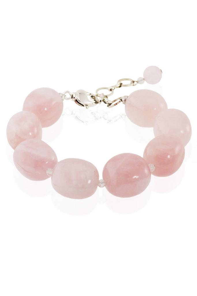 Браслет Forever Rose Grand из натурального мадагаскарского розового кварца природной формы и горного хрусталя