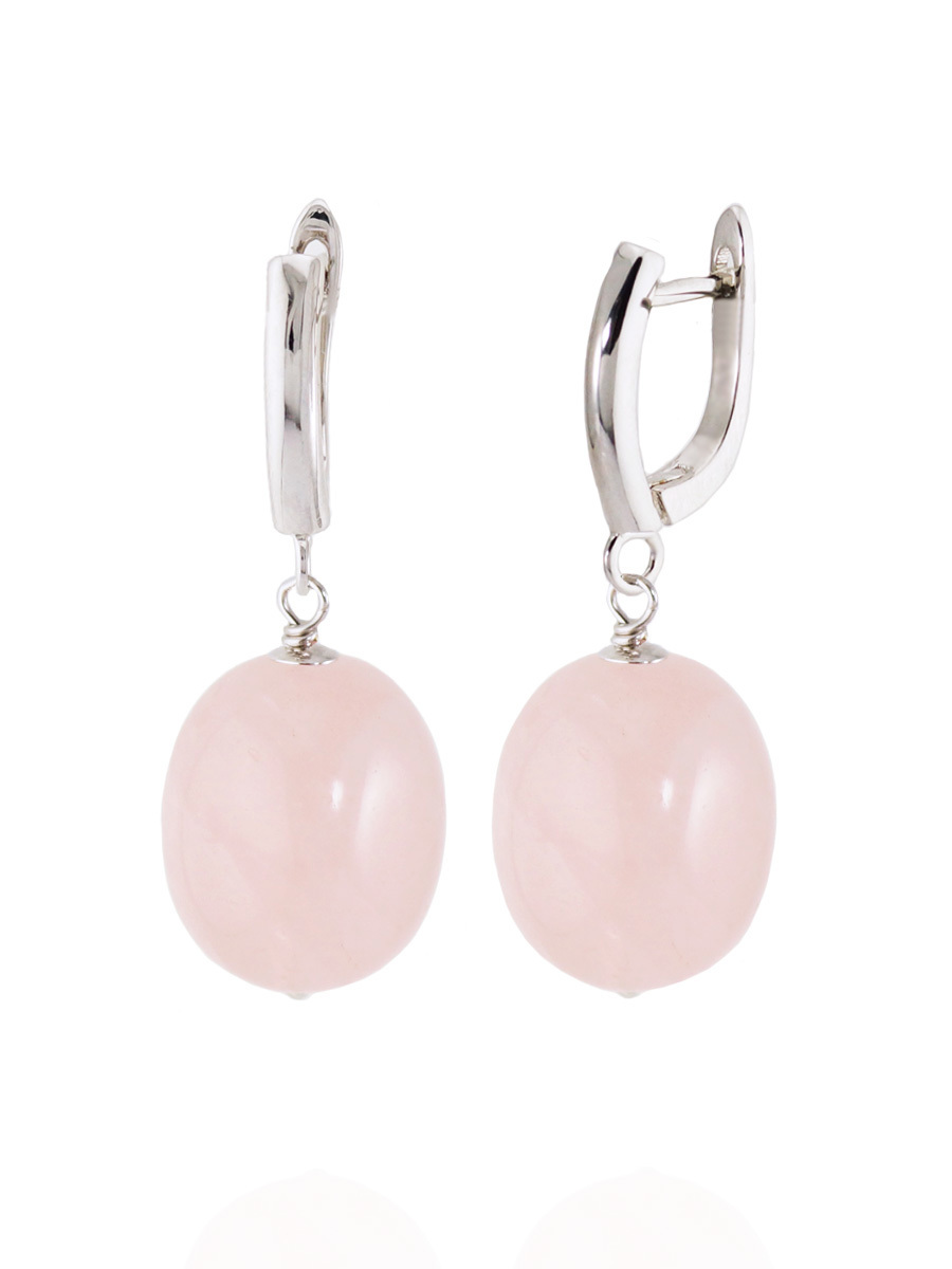 Серьги Forever Rose Grand из натурального мадагаскарского розового кварца природной формы