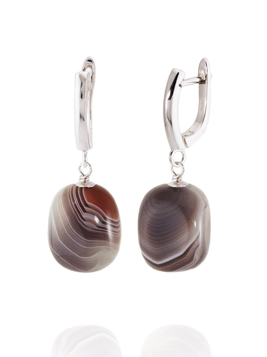 Серьги Forever Botswana Grand из натурального бразильского агата природной формы