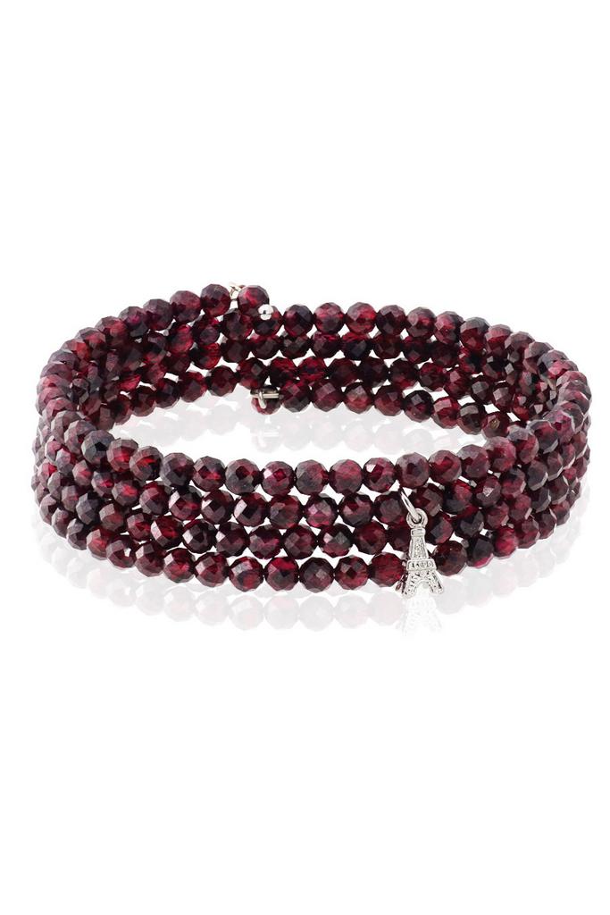 Браслет Miniature Garnet винтовой из миниатюрного граната с подвеской "Paris"