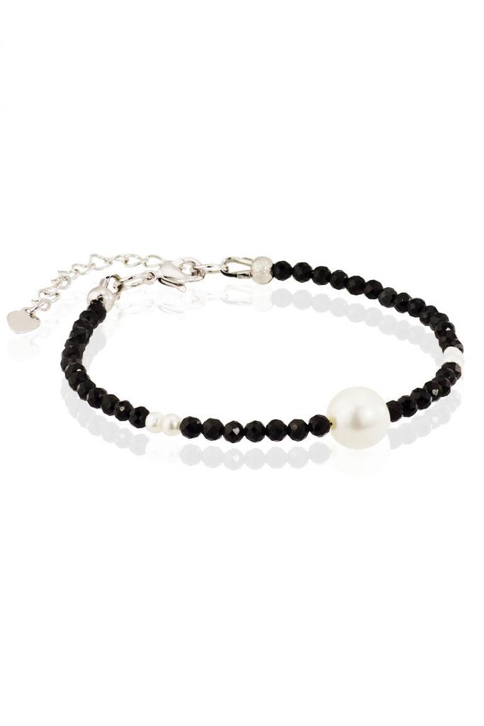 Браслет Miniature Pearl из черной шпинели с жемчугом-майоркой