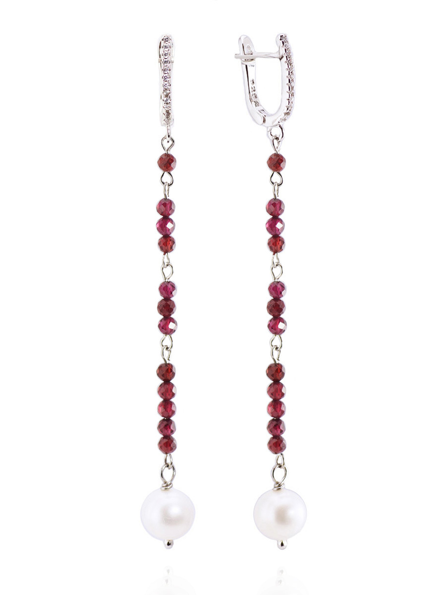 Серьги Miniature Pearl из граната с жемчугом-майоркой