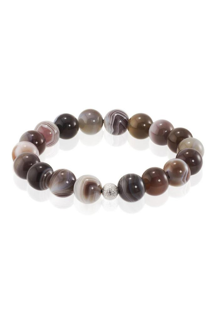 Браслет Forever Botswana из натурального Агата Ботсвана с серебристой бусиной