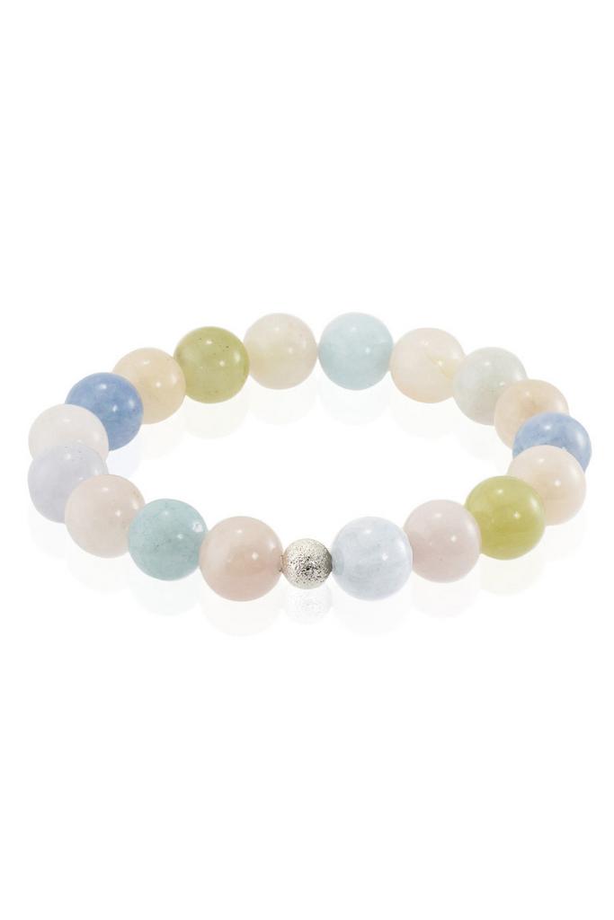 Браслет Forever Pastel из натуральных бериллов с серебристой бусиной