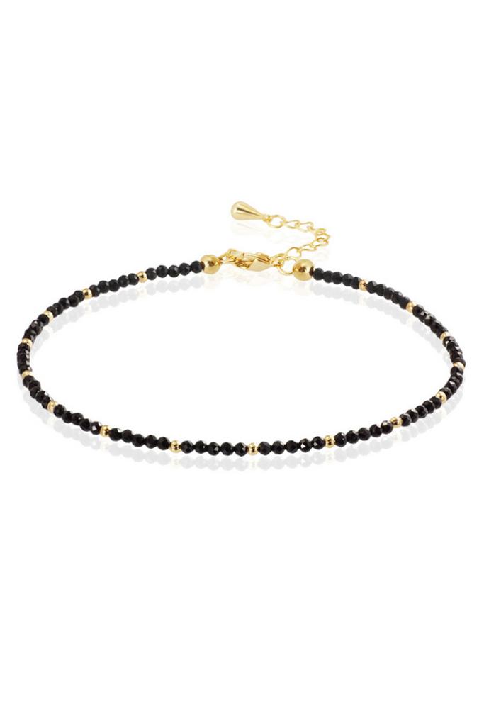 Браслет на ногу / анклет Body Black из миниатюрной черной шпинели в ювелирной огранке