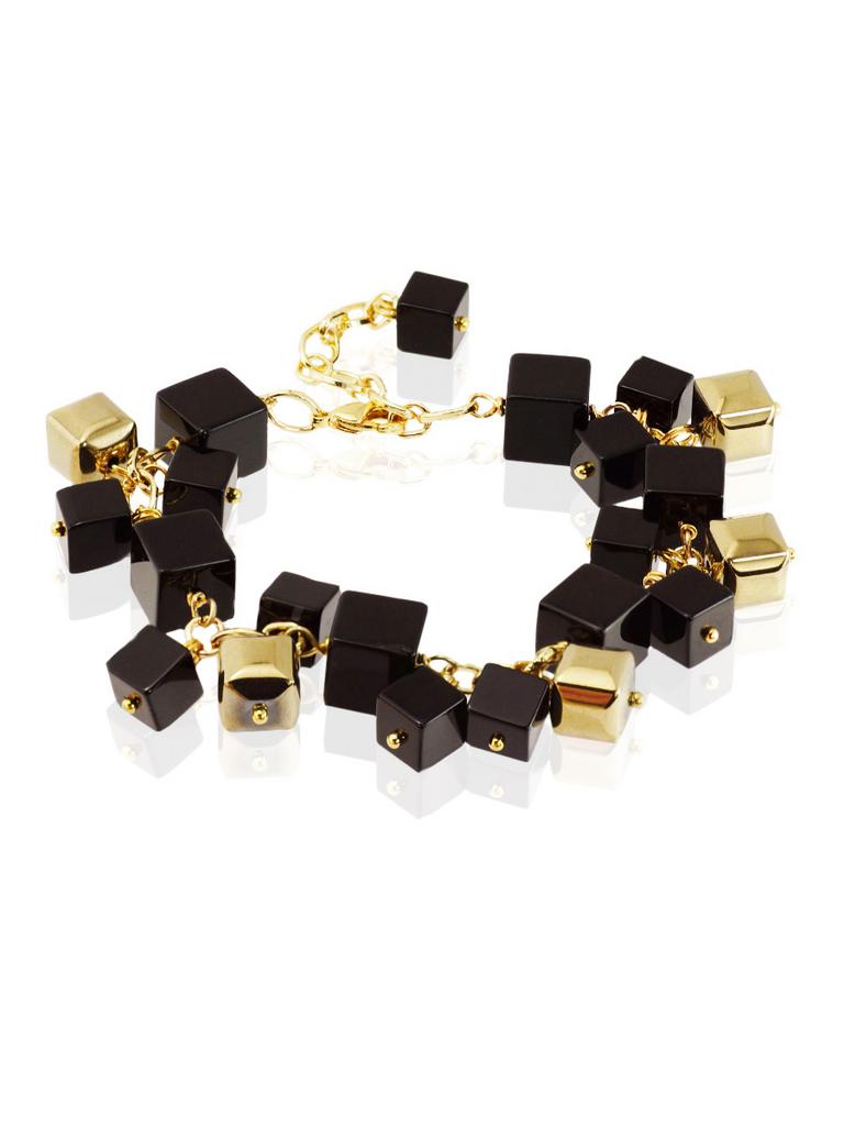 Браслет-гроздь Mademoiselle Noir из черного агата и золотого гематита