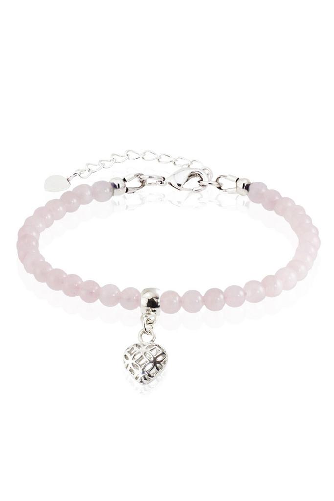Браслет Miniature Rose Love из миниатюрного мадагаскарского розового кварца с подвеской "Сердце"
