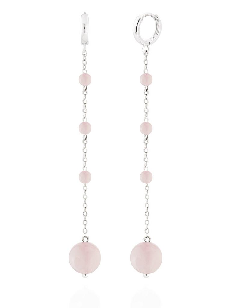 Серьги Miniature Rose длинные из природного мадагаскарского розового кварца
