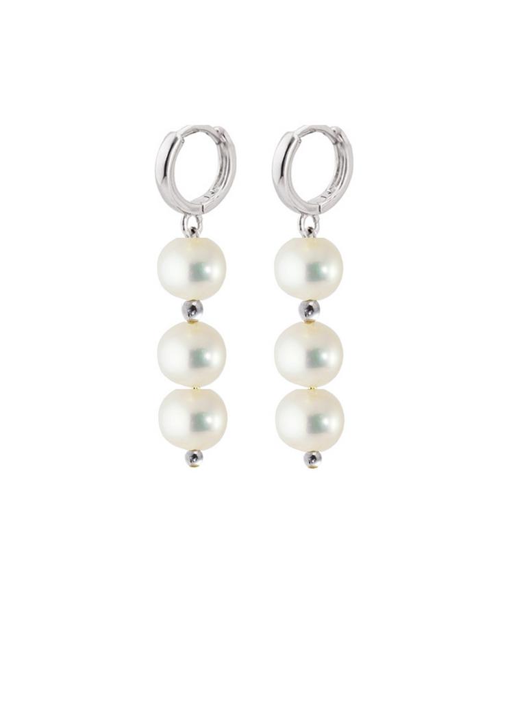 Серьги Forever Pearl из натурального жемчуга и гематита Серебристый