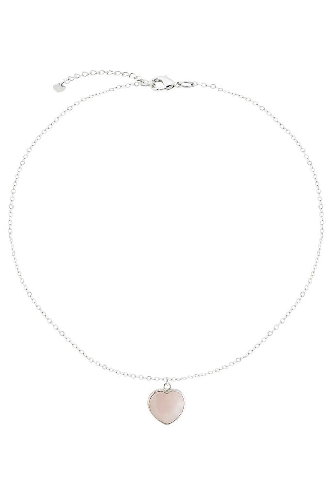 Колье-цепочка Love Story с подвеской Сердце из розового кварца