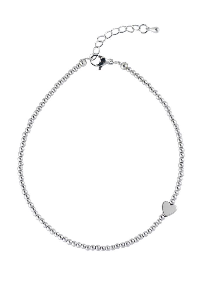 Браслет на ногу / анклет Body Silver из гематита с сердцем