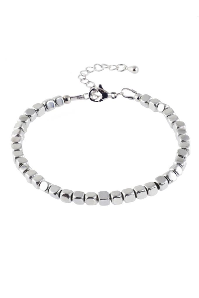 Браслет Silver Cube из природного гематита кубической формы
