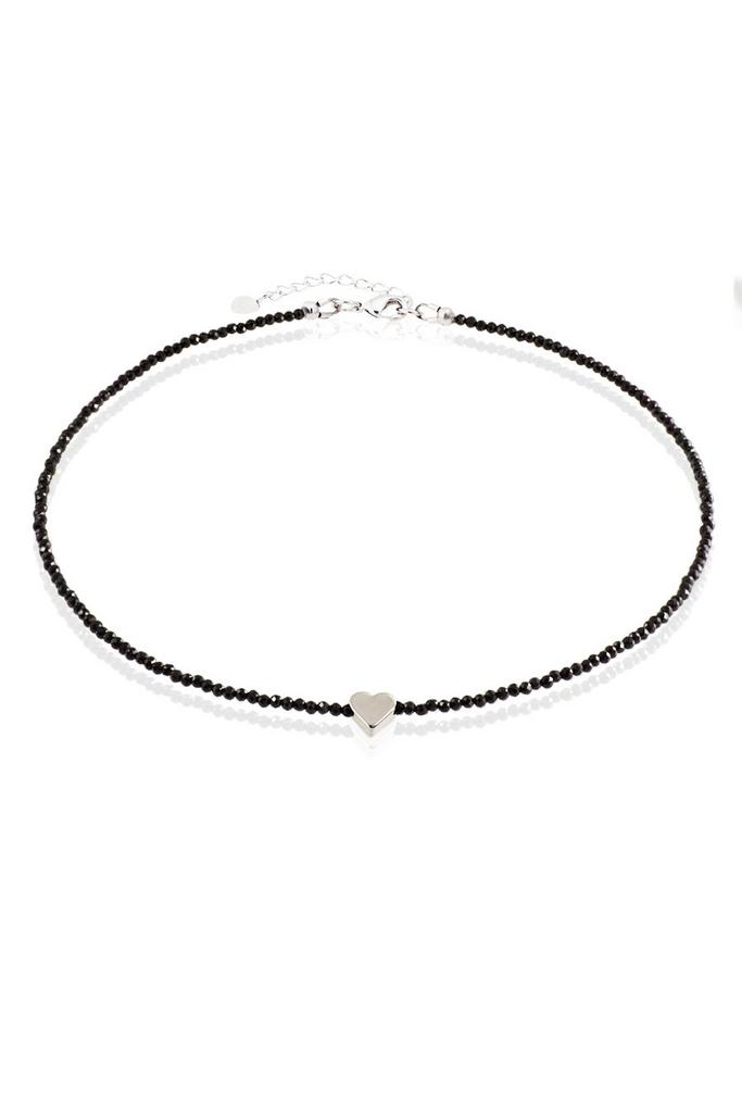 Чокер Love Story с вставкой-сердцем из черной шпинели в ювелирной огранке