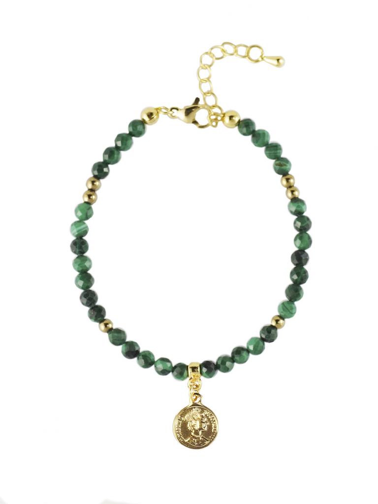 Браслет Golden Age (Green) из малахита