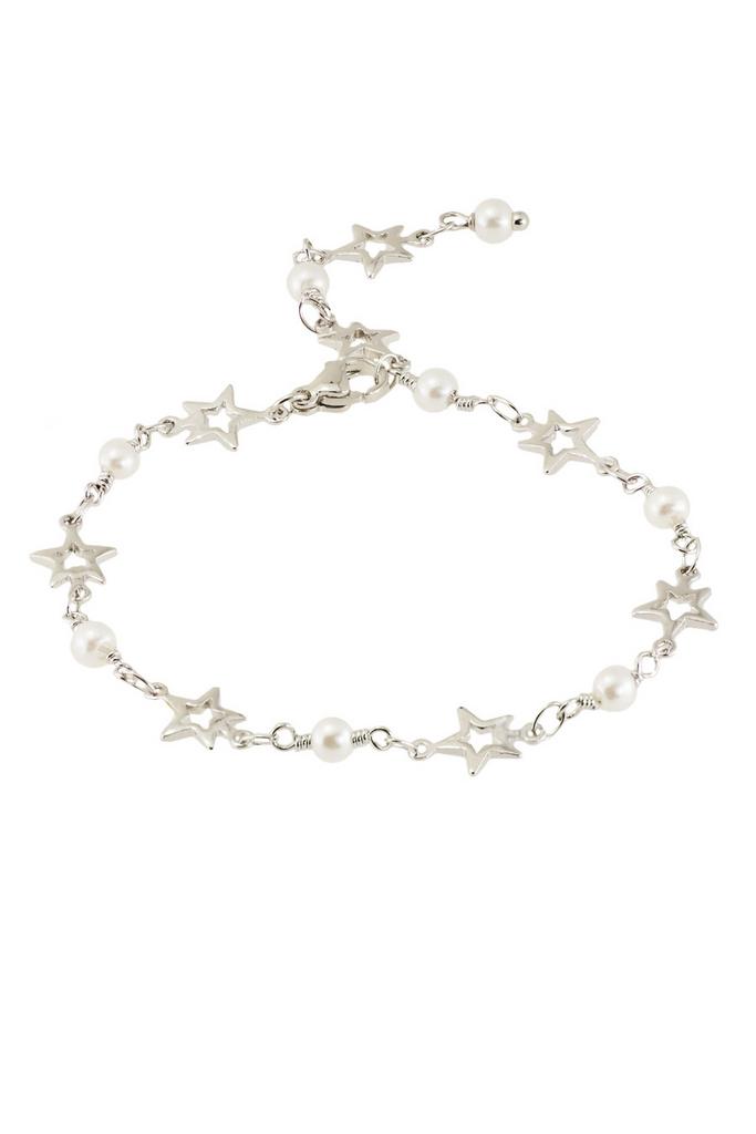 Браслет-цепочка Essentials Silver Stars из жемчуга-майорки с вставками-звездами
