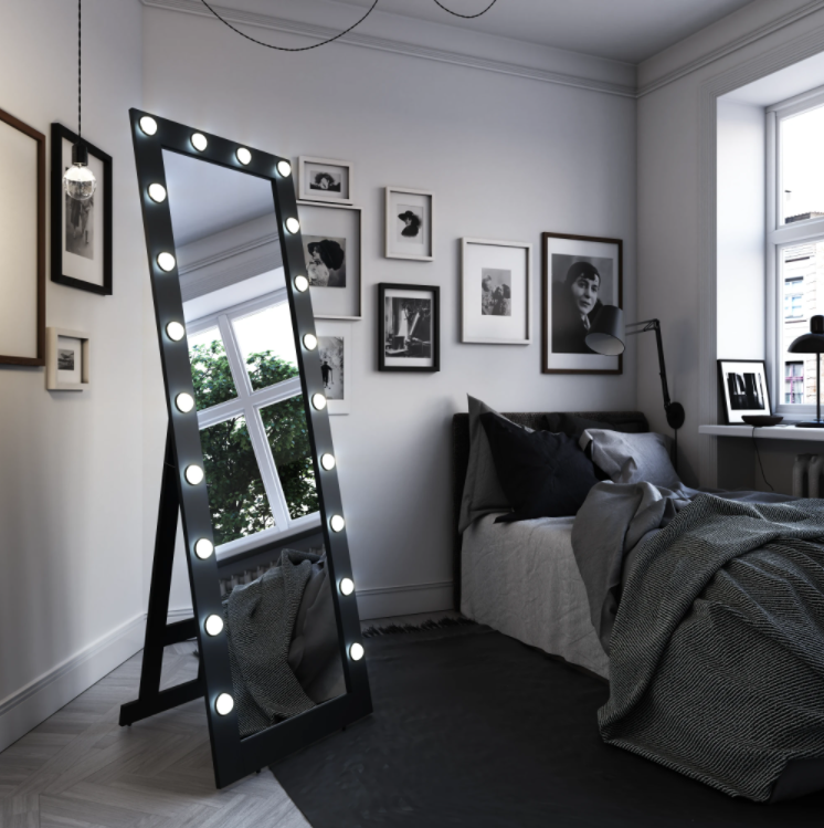 Зеркало Continent Hollywood Black (20 LED-ламп)