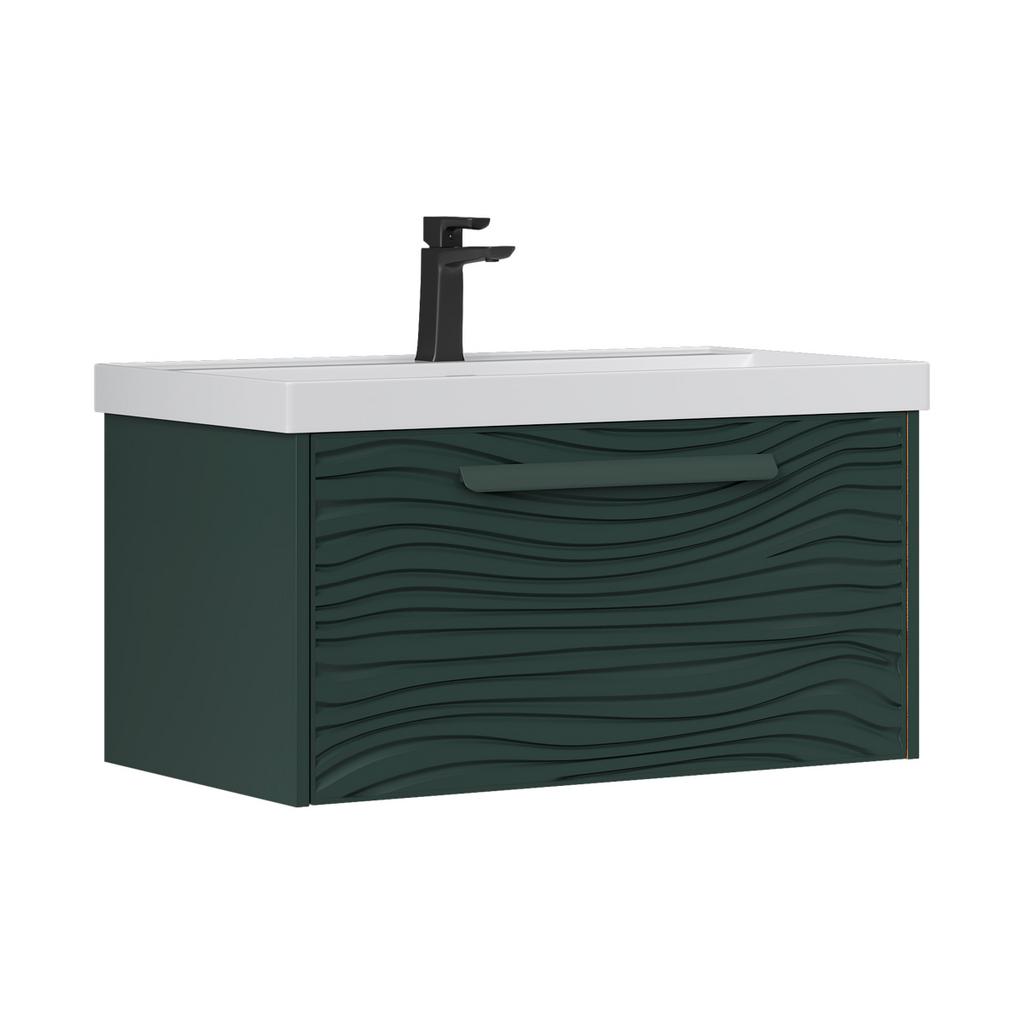 Тумба подвесная EQUIL Gleam 80.1Y, зеленый камень/дуб вотан